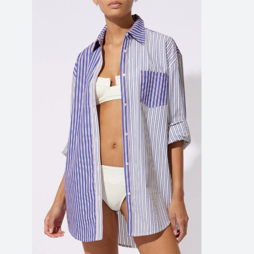 NWT Solid and Striped The Oxford Tunic in Stripe Shirting Midnight Blue